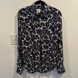 Sandro Men’s flower print viscous long sleeve button down shirt